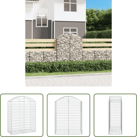 Schalldämmung - Gabione mit Hochbogen 100x50x120/140 cm Verzinktes Eisen (1/5)