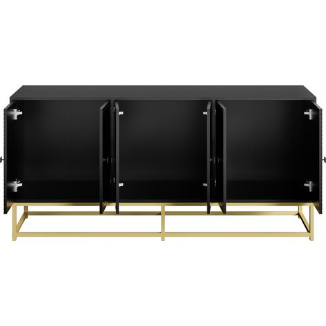 Aparador de almacenaje negro mate 160x38x75,5 cm con 3 puertas dobles HOMVRA (1/5)