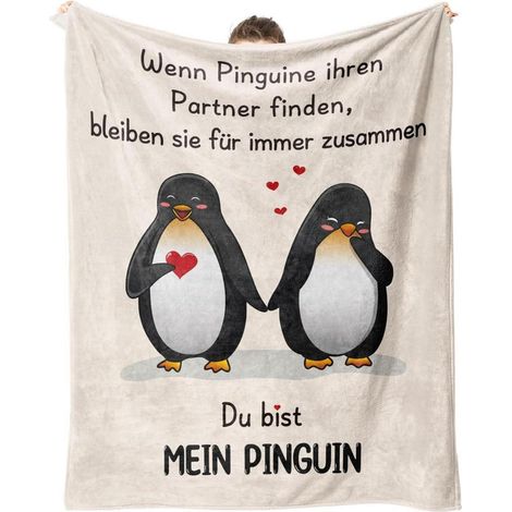 Decke personalisiert Pinguin 157x132 cm Jahrestag Geschenk Partner (1/5)
