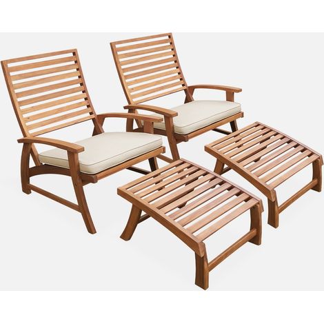 Silla con reposapiés de madera, set de 2 (1/5)