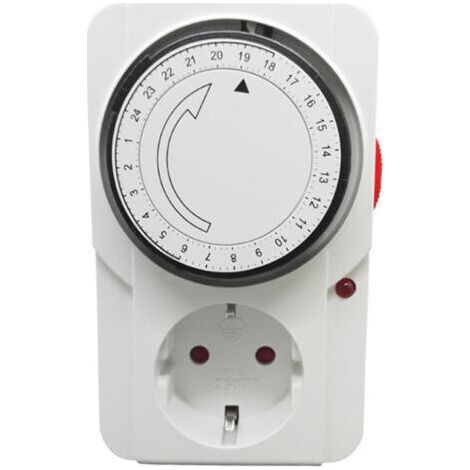 Programmeur journalier mécanique inter.Voyant 3000 W.Prise programmateur journalier mécanique, couleur blanc,16A (1/4)