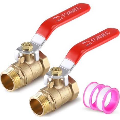 Lot de 2 Vannes 1/2" PN25 Raccord Mâle-Femelle en Laiton (1/5)