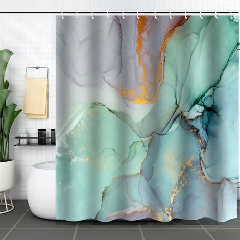 Duschvorhang Schimmelresistenter Duschvorhang Bunter Marmor Duschvorhang Waschbares Polyester Wasserdicht für Bad und Badewanne 180 x 200 cm Gemü (1/5)
