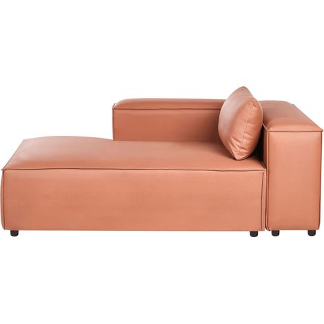 Chaise Longue à Droite Moderne en Tissu Rembourré Marron Doré Brande (1/5)