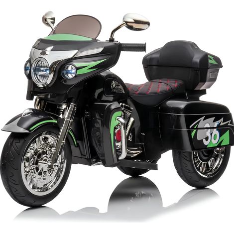 Moto 3 Roues Électrique 12V Enfant, Avec Démarrage à Clé, Phare LED, Coffre de Rangement et Double Moteur, Jouet à Conduire Réaliste (1/5)