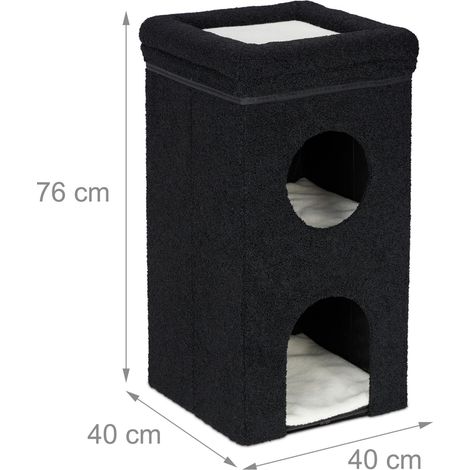 Casa para gatos refugio interior plegable con superficie de observación 3 niveles 45 x 40 x 40 cm de tela negra 130012798 (1/5)