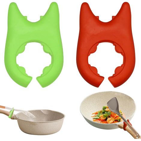 Lot de 2 repose-cuillères de cuisine, supports silicone réglables antidérapants, rangement cuillères/spatules.