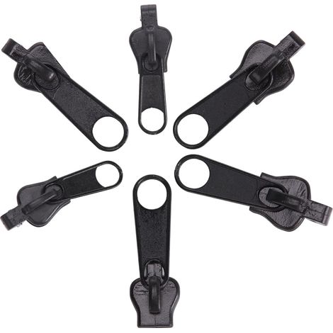 Lot de 6 curseurs de fermeture éclair noirs en métal pour sac à dos, vestes, manteaux, bottes, vêtements et fournitures de couture, tirette de rechange, réparation de fermeture éclair