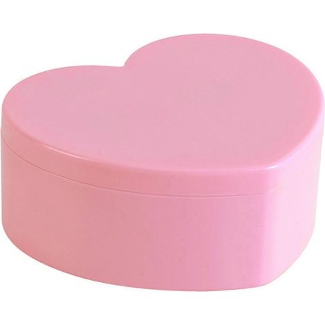 Boîte à bijoux en forme de cœur, en plastique rose, à 2 compartiments, mignonne et compacte, idéale pour les anniversaires, les mariages et la Saint-Valentin. (1/5)