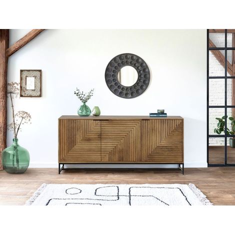 BOBOCHIC - Buffet 3 portes 170 cm NAOMIE bois massif d'acacia (1/5)