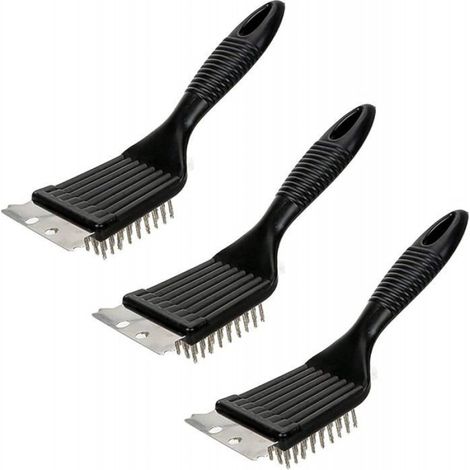 3 Pièces Brosse de Barbecue, Acier Inoxydable, Nettoyage Facile, Noir, pour Grill Gaz et Électrique (1/4)