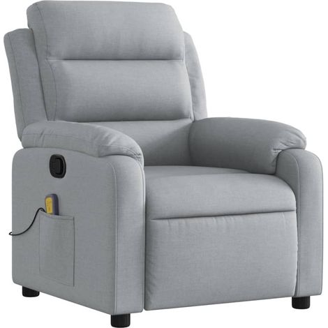 Poltrona relax TV funzione massaggio reclinabile 6 punti massaggio in tessuto grigio chiaro DEC026917