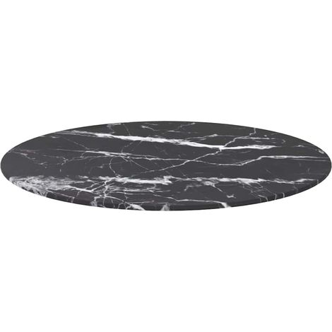 Maison Exclusive - Piano per Tavolo Nero Ø60x0,8 cm Vetro Temperato Design Marmo (1/4)