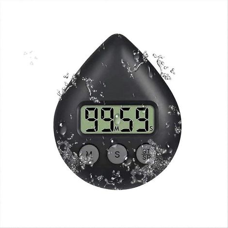 Minuteur de douche silencieux à piles, sans tic-tac, numérique, noir (1/5)