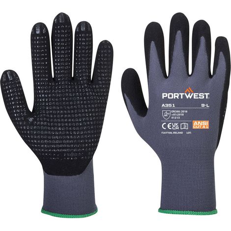 Gants DermiFlex Plus Gris/Noir L - Taille 9