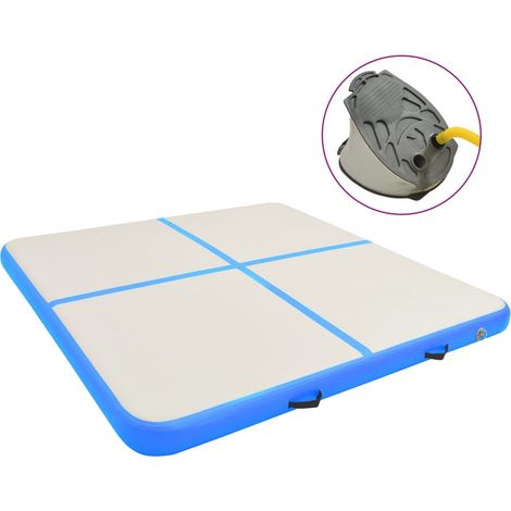 Inflatable Gymnastics Mat with Pump 200x200x15 cm PVC Blue vidaXL