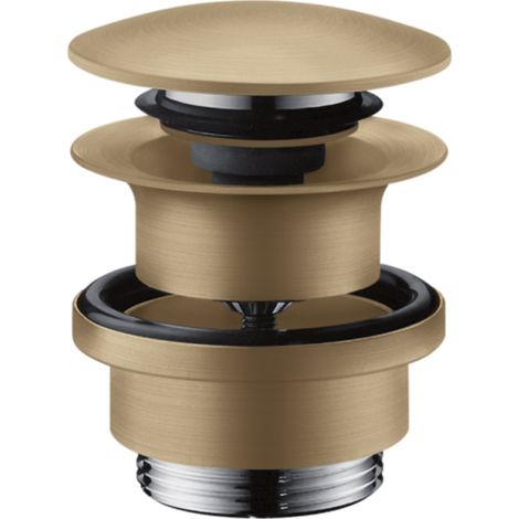 Hansgrohe – Bonde de lavabo Push-open avec trop-plein – Diamètre 1 ¼" – Bronze brossé – Ouverture par bouchon pression – Garantie 5 ans