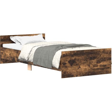 Maison Exclusive - Cadre de lit sans matelas chêne fumé 75x190cm bois d'ingénierie (1/4)