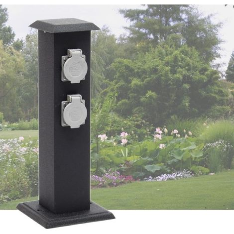 Le Poisson Qui Jardine – Multiprise Borne Noire 4 prises électriques IP44 – 16 A pour éclairage et outillage de jardin – Installation flexible (1/5)