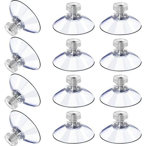 Lot de 12 Ventouses en Plastique Transparent et Caoutchouc Renforcé avec Vis Métalliques et Écrous, Accessoires de Remplacement Durables en PVC pour Fixation Murale et Décoration Intérieure (1/5)