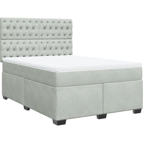 Maison Exclusive - Cama box spring con colchón terciopelo gris cl (1/5)