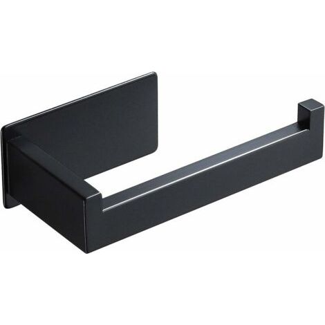 Dispenser di carta igienica in acciaio inox, autoadesivo da parete, non richiede foratura, nero, per bagno e cucina (1/5)