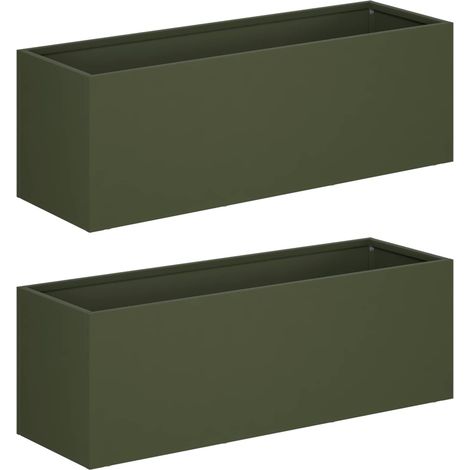 Cache-pot de jardin 2 pc Vert olive 60 x 20 x 20 cm vidaXL