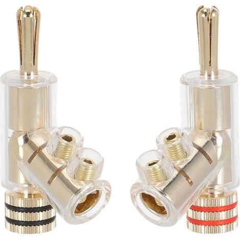 Connecteurs pour Enceintes en Cuivre Or Résistance à L'oxydation, Installation Facile, Lot de 2 Pièces pour Câble Audio Haut-Parleur (1/5)