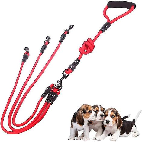 Laisses pour chien 3 en 1, avec coupleur amovible réglable, laisse pour chien à 3 voies avec poignée rembourrée pour la promenade de 3 chiens (1/3)