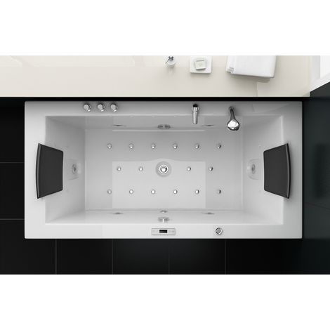 Whirlpool Indoor Spa Badewanne VILLA EUGENIE weiß 183x90x72 cm mit LED Massagedüsen 2-Personen (1/2)