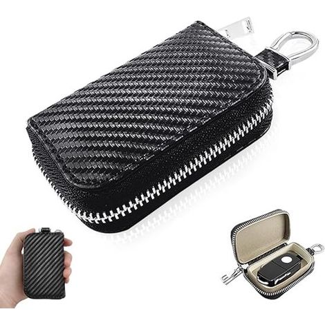 1 unidad，Bolsa para llaves de coche tipo jaula de Faraday，Bolsa antirrobo con bloqueo de señal RFID，Negra，10,5  6,5 cm (1/5)