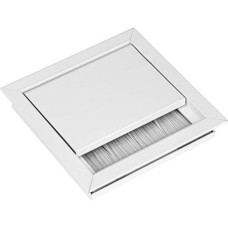 Parte – Passacavo da tavolo – Passacavo rettangolare con guarnizione a spazzola – Passacavo da scrivania – Scatola portacavi in alluminio da incasso – 100 x 100 mm (1/4)