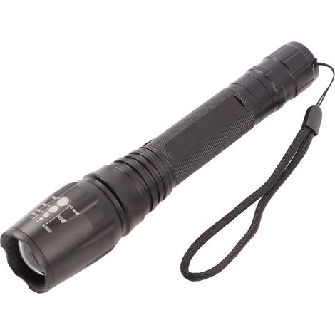 Lampe torche rechargeable étanche, longue portée, lumière puissante, zoom, idéale pour le camping et les patrouilles en extérieur. (1/5)