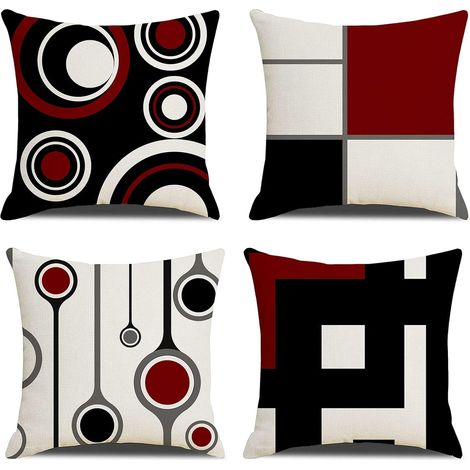 Lot de 4 Housse De Coussin 45 x 45cm Coton et Lin Décoratif Taie d'oreiller pour Lit Voiture De La Maison Salon Chambre pour Canapé Chambre Jardin (1/5)