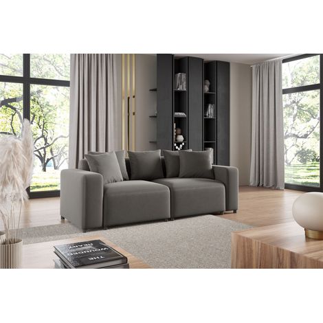 Sofa Designersofa MEGAN 2-Sitzer in Stoff Salvador Grau (1/3)