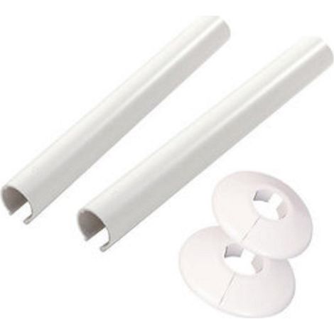 Radiator Pipe Covers White SnapFit 2 Pack 200mm Long 15mm Pipe Central Heating Clip On Covers Snappit