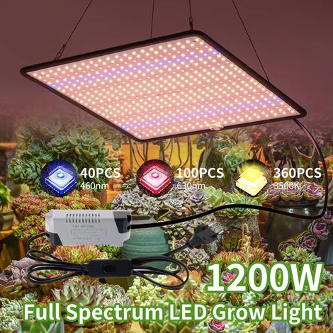 Lot de 2 lampes de culture LED Quantum Board à spectre complet 1200W, éclairage horticole pour plantes d'intérieur, légumes et fleurs (1/5)