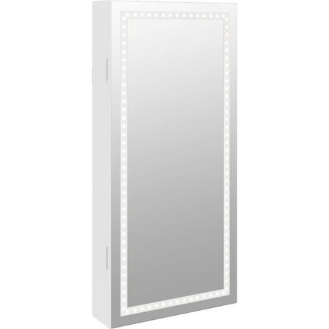 Armoire à bijoux avec miroir et applique murale LED blanche (1/5)