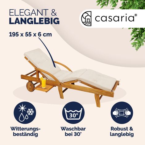 Detex Liegenauflage wasserabweisend 4 Segmente Auflagen Polster Kissen Liege Sonnenliege Gartenliege creme