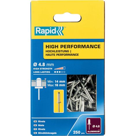 Rapid High Performance Rivets 4.8 x 20mm – Heavy-Duty Aluminum Fasteners, Pack of 250