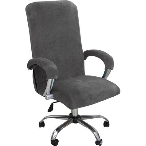 Büro-Drehstuhlbezug aus Samt mit Stretch-Fleecefutter von Silver Fox (Grau)