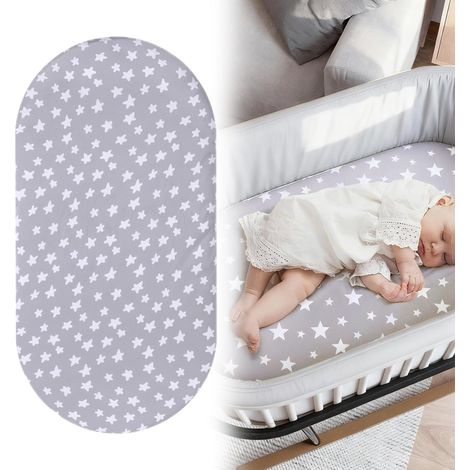 Kids Fitted Sheet Pram, Universal Fitted Sheet Side Bed, Birth Gift for Newborn Moses Basket Bassinet Fitted Sheet Cover, 83 x 43 cm (Grey) (1/5)