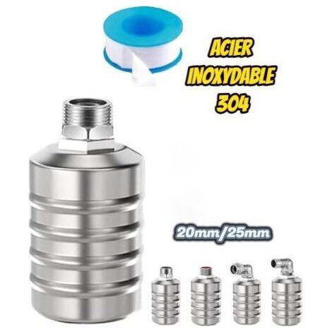 Water Valve, Liquid Level Control Float Valve, Fully Automatic 304 Stainless Steel, Valve Water Level Controller (25mm, Side Water Inlet) (1/4)