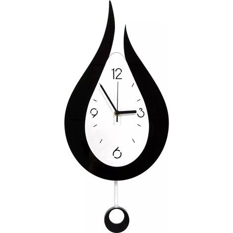 Geräuschlose Wanduhr ohne Ticken, kreative, moderne Wanduhr mit tropfenförmigem Pendel, Digitaluhr zur Wanddekoration in Schlafzimmer, Wohnzimmer, Küche und Büro
