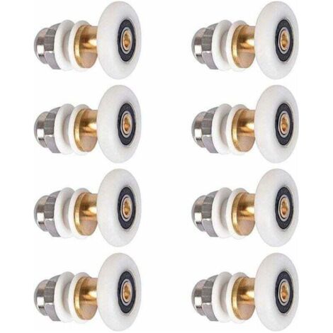 Roulette Porte Douche, Roulettes de Porte Coulissante Cabine de Douche Porte Poulies Roue de Rechange pour Rouleau avec Diamètre de Roues 27mm, 8 Pièces
