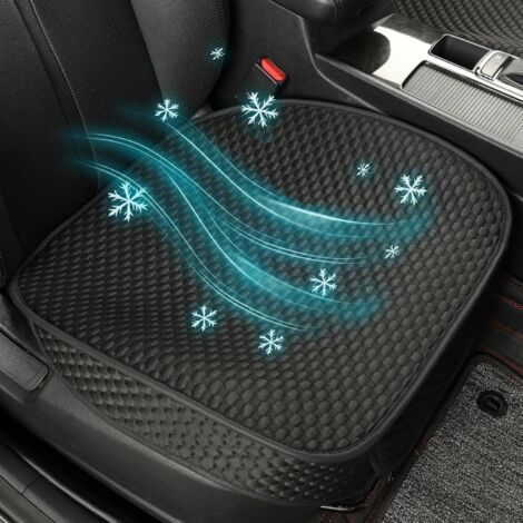 Lot de 2 Housses de Siège Avant Bas de Voiture Respirantes en Soie Glacée – Confort Toutes Saisons Ajustement Universel Protection Complète Installation Facile et Rapide (Noir) (1/5)