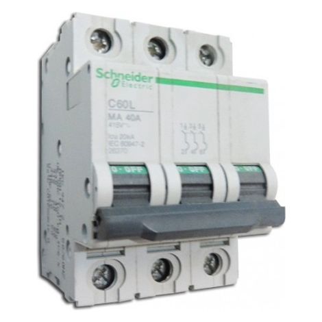 Disjoncteur moteur 40A 3P Courbe MA 15 40kA 480A magnetique max 440V C60LMA (remplacé par A9F90340) SCHNEIDER 26370 (1/3)