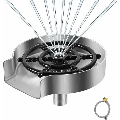Green Mobility-Rince Verre en Acier Inoxydable, Accessoires pour Evier de Cuisine, Rondelle en Métal, Rince Verre Evier, Nettoyeur Verre, Accessoires de Cuisine, Argent Mat (1/5)