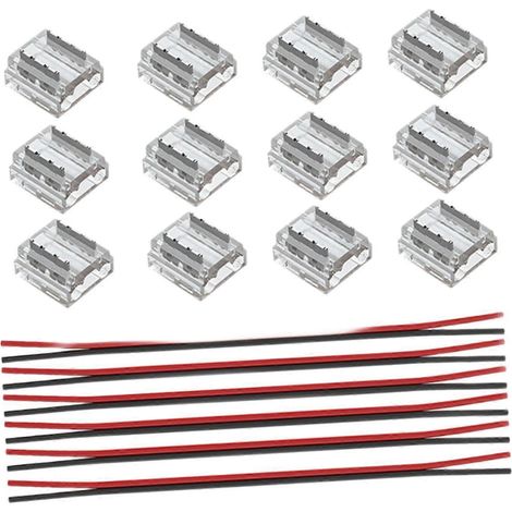 12 connecteurs avec câble de 15 cm et 6 fils pour bandes LED 2 broches de 10 mm (1/4)