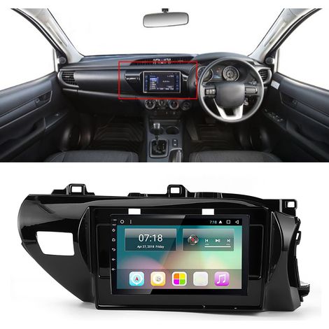 Façade d'autoradio 10,1 pouces avec cadre de navigation GPS et câble d'alimentation, compatible avec Toyota Hilux 2014-2019 (conduite à droite). (1/5)